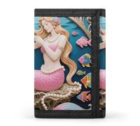 FodPand Tri-Fold Wallet with 8 Card Slots & Money Clip - Vintage Record Cover Slim Compact Wallet for Men & Women, Mermaid Coral Comb, One Size, Modern