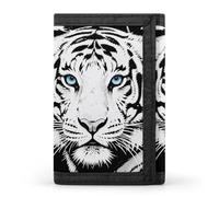 FodPand Tri-Fold Wallet with 8 Card Slots & Photo Window, Compact 3.3x5in Thin Wallet for Men & Women, Black White Tiger Purse for Travel & Work