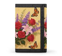 FodPand Tri-Fold Wallet with 8 Card Slots & Photo Window, Compact 3.3x5in Thin Wallet for Men & Women, Butterfly Pattern Purse for Travel & Work