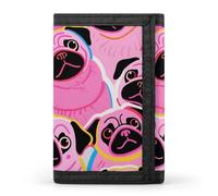 FodPand Tri-Fold Wallet with 8 Card Slots & Photo Window, Compact 3.3x5in Thin Wallet for Men & Women, Colorful Pugs Dogs Purse for Travel & Work