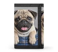FodPand Tri-Fold Wallet with 8 Card Slots & Photo Window, Compact 3.3x5in Thin Wallet for Men & Women, Cute Pug Dog Purse for Travel & Work