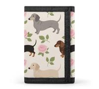 FodPand Tri-Fold Wallet with 8 Card Slots & Photo Window, Compact 3.3x5in Thin Wallet for Men & Women, Dachshund Floral Purse for Travel & Work