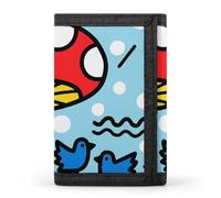 FodPand Tri-Fold Wallet with 8 Card Slots & Photo Window, Compact 3.3x5in Thin Wallet for Men & Women, Doodle Mushrooms Purse for Travel & Work