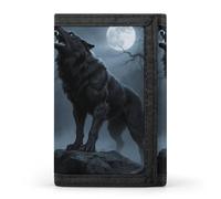 FodPand Tri-Fold Wallet with 8 Card Slots & Photo Window, Compact 3.3x5in Thin Wallet for Men & Women, Ferocious Howling Wolf Purse for Travel & Work