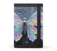FodPand Tri-Fold Wallet with 8 Card Slots & Photo Window, Compact 3.3x5in Thin Wallet for Men & Women, Fish Scale Butterfly Purse for Travel & Work