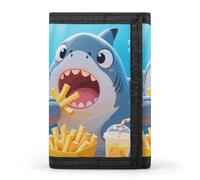 FodPand Tri-Fold Wallet with 8 Card Slots & Photo Window, Compact 3.3x5in Thin Wallet for Men & Women, Funny Cartoon Shark Purse for Travel & Work