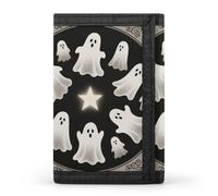 FodPand Tri-Fold Wallet with 8 Card Slots & Photo Window, Compact 3.3x5in Thin Wallet for Men & Women, Ghost Print Purse for Travel & Work