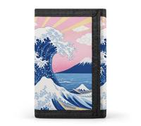 FodPand Tri-Fold Wallet with 8 Card Slots & Photo Window, Compact 3.3x5in Thin Wallet for Men & Women, Great Waves Purse for Travel & Work