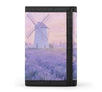 FodPand Tri-Fold Wallet with 8 Card Slots & Photo Window, Compact 3.3x5in Thin Wallet for Men & Women, Lavender Garden Purse for Travel & Work