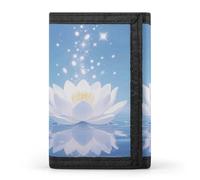 FodPand Tri-Fold Wallet with 8 Card Slots & Photo Window, Compact 3.3x5in Thin Wallet for Men & Women, Magical Lotus Flower Bloom Purse for Travel & Work