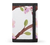 FodPand Tri-Fold Wallet with 8 Card Slots & Photo Window, Compact 3.3x5in Thin Wallet for Men & Women, Pink Sakura Branch Purse for Travel & Work
