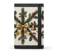 FodPand Tri-Fold Wallet with 8 Card Slots & Photo Window, Compact 3.3x5in Thin Wallet for Men & Women, Red Grey Santa Gnome Purse for Travel & Work