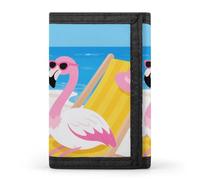 FodPand Tri-Fold Wallet with 8 Card Slots & Photo Window, Compact 3.3x5in Thin Wallet for Men & Women, Tropical Flamingo Cartoon Purse for Travel & Work
