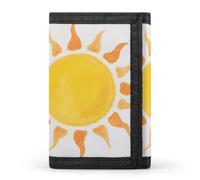 FodPand Tri-Fold Wallet with 8 Card Slots & Photo Window, Compact 3.3x5in Thin Wallet for Men & Women, Watercolor Yellow Sun Painting Purse for Travel & Work
