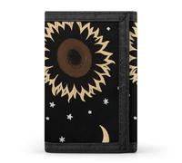 FodPand Tri-Fold Wallet with 8 Card Slots & Photo Window, Compact 3.3x5in Thin Wallet for Men & Women, Yellow Sunflower Bumble Bee Black Fall Purse for Travel & Work