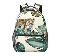 FodPand Tropical floral Travel Backpack for Women Men 15.6 inch Laptop Backpack Waterproof Work Business Daypack, Leopard and Palm Leaves, One Size, Travel Backpacks