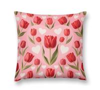 FodPand Tulip Heart Pattern Throw Pillow Covers 20 "x20 Decorative Plush Pillowcase with Hidden Zipper Double-Sided Boho Farmhouse Cushion Case for Sofa Bed Chair, Holiday Decor, Home Gift