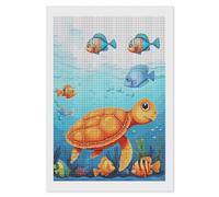 FodPand Turtle and Fish Diamond Painting Kits for Adults Beginners 5D Square Drill Diamond Art Kits with DIY Tools Gem Art Crafts for Home Wall Decor Living Room Bedroom Office Decoration 8x12