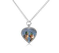 FodPand Two Mallard Ducks Pet Memorial Necklace for Ashes Waterproof Cremation Jewelry for Men Women Adjustable Pet Urn Pendant with Filling Kit Keepsake Gift for Loss of Dog Cat