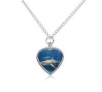 FodPand Two White Sharks Heart Pet Necklace Personalized Pet Ashes Necklace Metal Dogs Remembrance Jewelry Picture Necklaces Pets Memorial Gifts for Loss of Cat