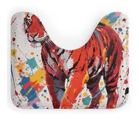 FodPand U-Shaped Bath Mat Abstract Tiger Washable U Shaped Toilet Rug Absorption Bath Rugs Soft Thick Bathroom Mat Non-Slip Toilet Mats for Bathroom 40 * 50cm