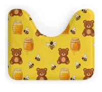 FodPand U-Shaped Bath Mat Bear Honey Jar Washable U Shaped Toilet Rug Absorption Bath Rugs Soft Thick Bathroom Mat Non-Slip Toilet Mats for Bathroom 40 * 50cm