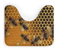 FodPand U-Shaped Bath Mat Bees on Hive Washable U Shaped Toilet Rug Absorption Bath Rugs Soft Thick Bathroom Mat Non-Slip Toilet Mats for Bathroom 40 * 50cm