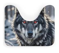 FodPand U-Shaped Bath Mat Big Black Wolf with Red Eyes Washable U Shaped Toilet Rug Absorption Bath Rugs Soft Thick Bathroom Mat Non-Slip Toilet Mats for Bathroom 40 * 50cm