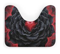 FodPand U-Shaped Bath Mat Black Mandala Heart Washable U Shaped Toilet Rug Absorption Bath Rugs Soft Thick Bathroom Mat Non-Slip Toilet Mats for Bathroom 40 * 50cm