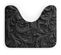 FodPand U-Shaped Bath Mat Black Washable U Shaped Toilet Rug Absorption Bath Rugs Soft Thick Bathroom Mat Non-Slip Toilet Mats for Bathroom 40 * 50cm