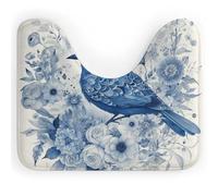 FodPand U-Shaped Bath Mat Bluebird and Flowers Washable U Shaped Toilet Rug Absorption Bath Rugs Soft Thick Bathroom Mat Non-Slip Toilet Mats for Bathroom 40 * 50cm
