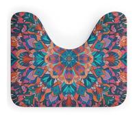 FodPand U-Shaped Bath Mat Bohemian Psychedelic Peacock Mandala Washable U Shaped Toilet Rug Absorption Bath Rugs Soft Thick Bathroom Mat Non-Slip Toilet Mats for Bathroom 40 * 50cm