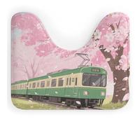 FodPand U-Shaped Bath Mat Cherry Blossom Train Washable U Shaped Toilet Rug Absorption Bath Rugs Soft Thick Bathroom Mat Non-Slip Toilet Mats for Bathroom 40 * 50cm