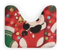 FodPand U-Shaped Bath Mat Christmas Red Panda Washable U Shaped Toilet Rug Absorption Bath Rugs Soft Thick Bathroom Mat Non-Slip Toilet Mats for Bathroom 40 * 50cm