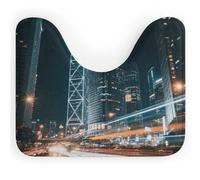 FodPand U-Shaped Bath Mat City Night Lights Washable U Shaped Toilet Rug Absorption Bath Rugs Soft Thick Bathroom Mat Non-Slip Toilet Mats for Bathroom 40 * 50cm