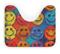 FodPand U-Shaped Bath Mat Colorful Happy Face Washable U Shaped Toilet Rug Absorption Bath Rugs Soft Thick Bathroom Mat Non-Slip Toilet Mats for Bathroom 40 * 50cm
