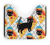 FodPand U-Shaped Bath Mat Cute Kitten Cat Pizza Print Washable U Shaped Toilet Rug Absorption Bath Rugs Soft Thick Bathroom Mat Non-Slip Toilet Mats for Bathroom 40 * 50cm