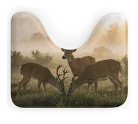 FodPand U-Shaped Bath Mat Deer Grass Hunting Washable U Shaped Toilet Rug Absorption Bath Rugs Soft Thick Bathroom Mat Non-Slip Toilet Mats for Bathroom 40 * 50cm