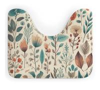 FodPand U-Shaped Bath Mat Flowers and Leaves Washable U Shaped Toilet Rug Absorption Bath Rugs Soft Thick Bathroom Mat Non-Slip Toilet Mats for Bathroom 40 * 50cm