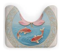 FodPand U-Shaped Bath Mat Goldfish and Lotus Mural Pattern Washable U Shaped Toilet Rug Absorption Bath Rugs Soft Thick Bathroom Mat Non-Slip Toilet Mats for Bathroom 40 * 50cm