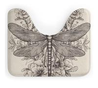 FodPand U-Shaped Bath Mat Hand Drawn Floral Dragonfly Washable U Shaped Toilet Rug Absorption Bath Rugs Soft Thick Bathroom Mat Non-Slip Toilet Mats for Bathroom 40 * 50cm