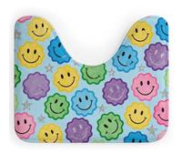 FodPand U-Shaped Bath Mat Happy Face Print Washable U Shaped Toilet Rug Absorption Bath Rugs Soft Thick Bathroom Mat Non-Slip Toilet Mats for Bathroom 40 * 50cm