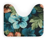 FodPand U-Shaped Bath Mat Hibiscus Flowers Pattern Washable U Shaped Toilet Rug Absorption Bath Rugs Soft Thick Bathroom Mat Non-Slip Toilet Mats for Bathroom 40 * 50cm