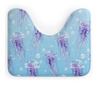 FodPand U-Shaped Bath Mat Jellyfish Tentacle Washable U Shaped Toilet Rug Absorption Bath Rugs Soft Thick Bathroom Mat Non-Slip Toilet Mats for Bathroom 40 * 50cm