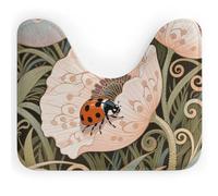 FodPand U-Shaped Bath Mat Ladybug on Flower Washable U Shaped Toilet Rug Absorption Bath Rugs Soft Thick Bathroom Mat Non-Slip Toilet Mats for Bathroom 40 * 50cm
