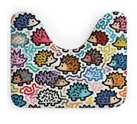 FodPand U-Shaped Bath Mat Little Hedgehog Graffiti Washable U Shaped Toilet Rug Absorption Bath Rugs Soft Thick Bathroom Mat Non-Slip Toilet Mats for Bathroom 40 * 50cm