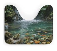 FodPand U-Shaped Bath Mat Rainforest Waterfall Pool Washable U Shaped Toilet Rug Absorption Bath Rugs Soft Thick Bathroom Mat Non-Slip Toilet Mats for Bathroom 40 * 50cm