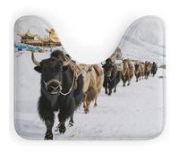 FodPand U-Shaped Bath Mat Snow Mountain Caravan Washable U Shaped Toilet Rug Absorption Bath Rugs Soft Thick Bathroom Mat Non-Slip Toilet Mats for Bathroom 40 * 50cm