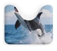 FodPand U-Shaped Bath Mat Whale Washable U Shaped Toilet Rug Absorption Bath Rugs Soft Thick Bathroom Mat Non-Slip Toilet Mats for Bathroom 40 * 50cm