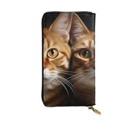 FodPand Ultra Slim PU Leather Wallet for Women Men, Zipper Credit Card Holder Long Purse Clutch American Flag Tractor Handbag, Cats, One Size, Classic